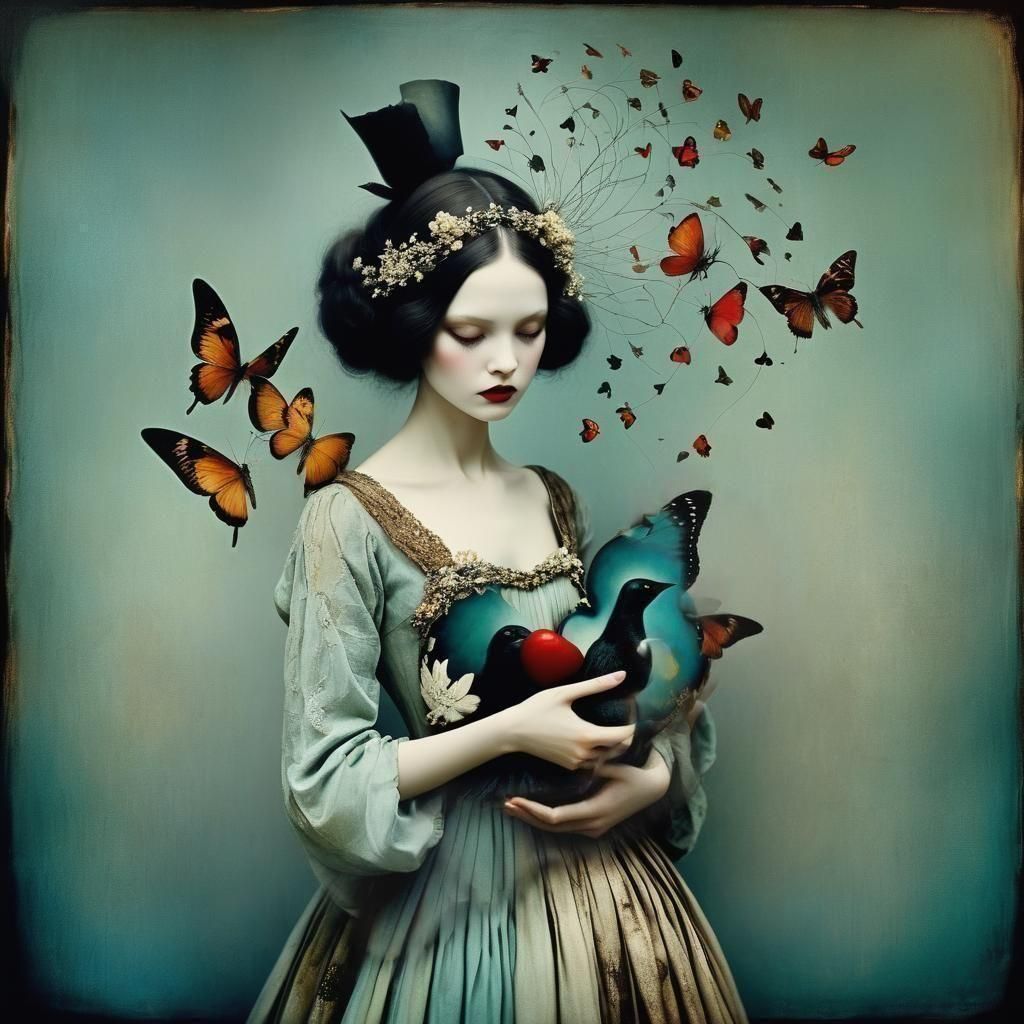 Ethereal Heartbreak Portrait in Romantic Style