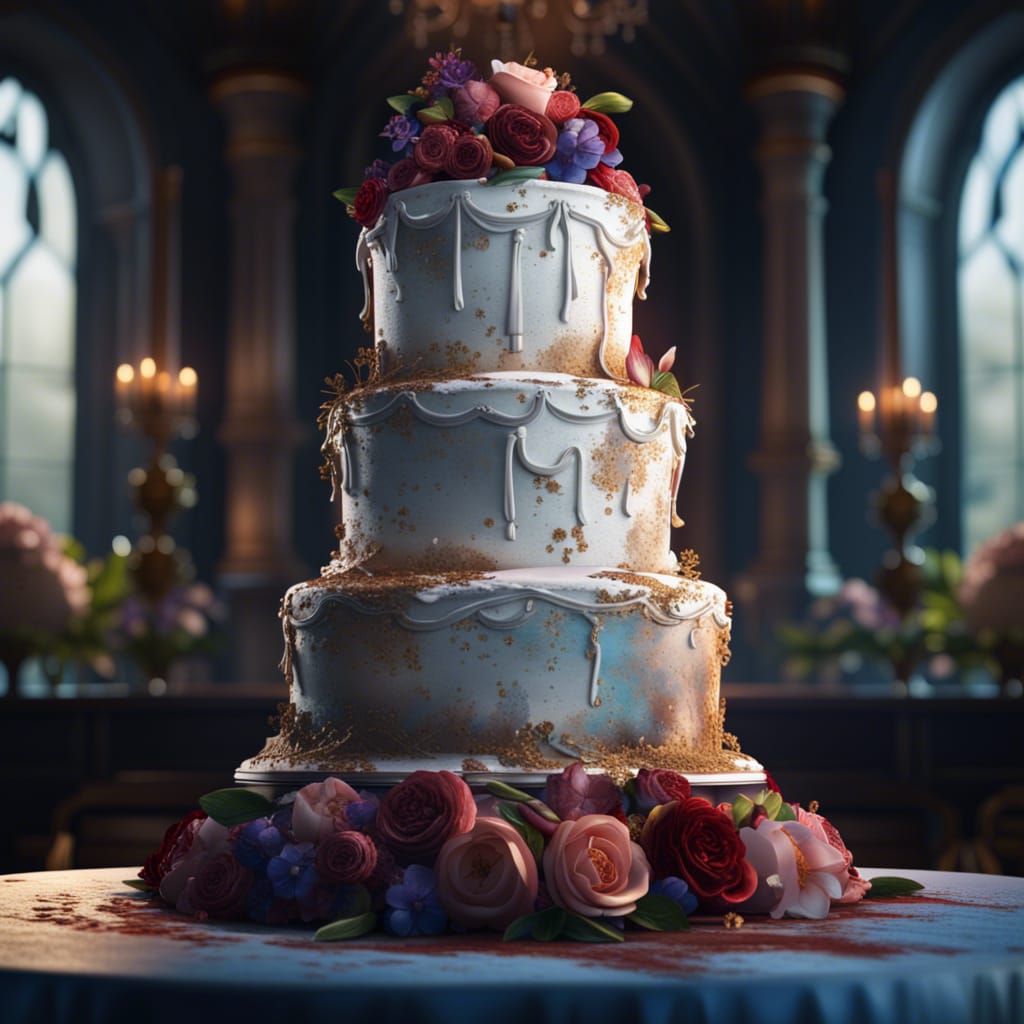 Fantastical Wedding Cake in Detailed Matte Painting Style
