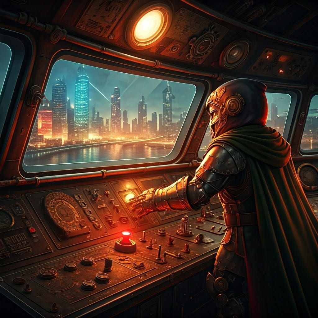 Steampunk Airship Control Room Showdown