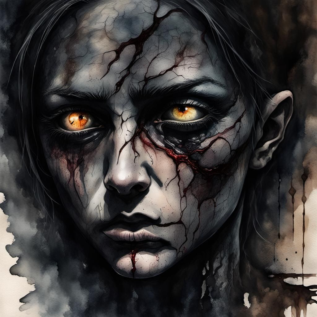 Ominous Godlike Figure in Dark Fantasy Horror Art