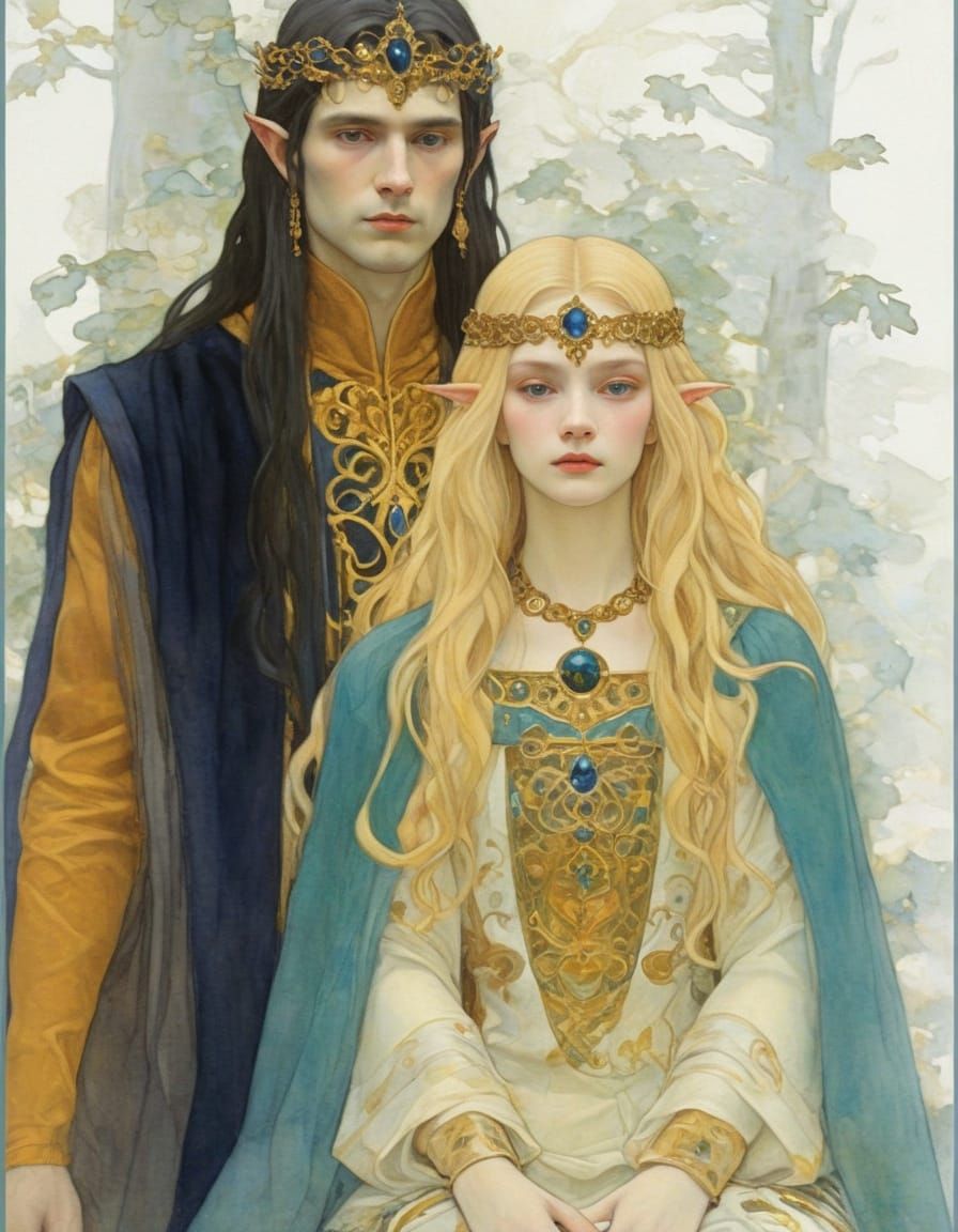 Ethereal Elf Royalty in a Mystical Forest