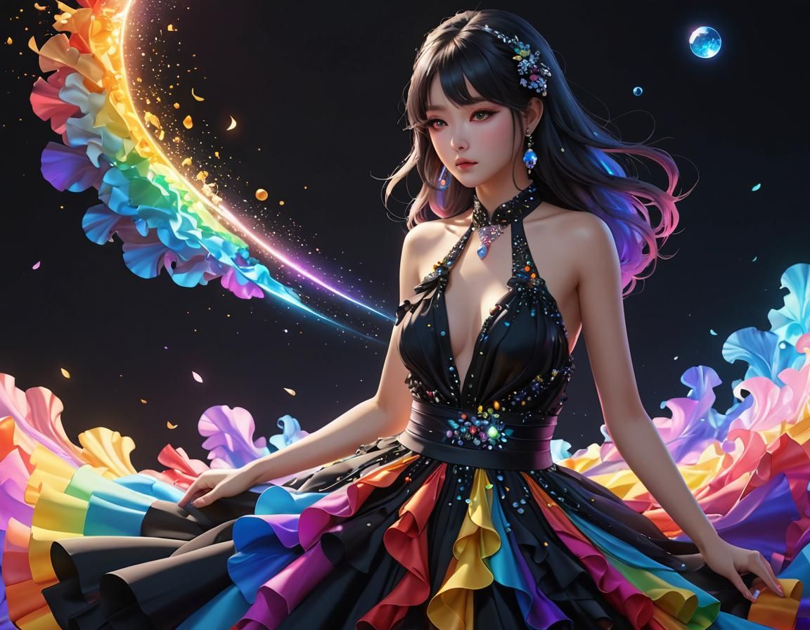 Yin Yang Rainbow Dress in 3D Anime Art