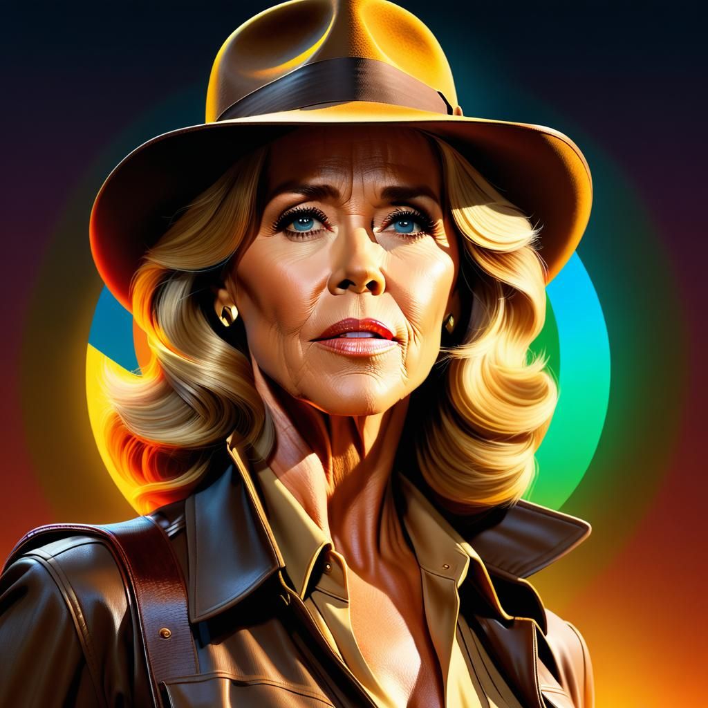Jane Fonda as Indiana Jones: Digital Art
