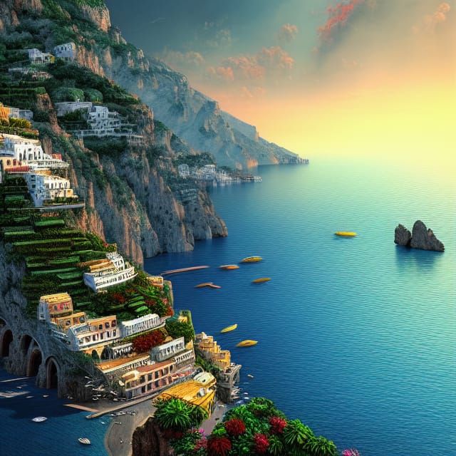 Amalfi Coast: Detailed Matte Painting in Italy
