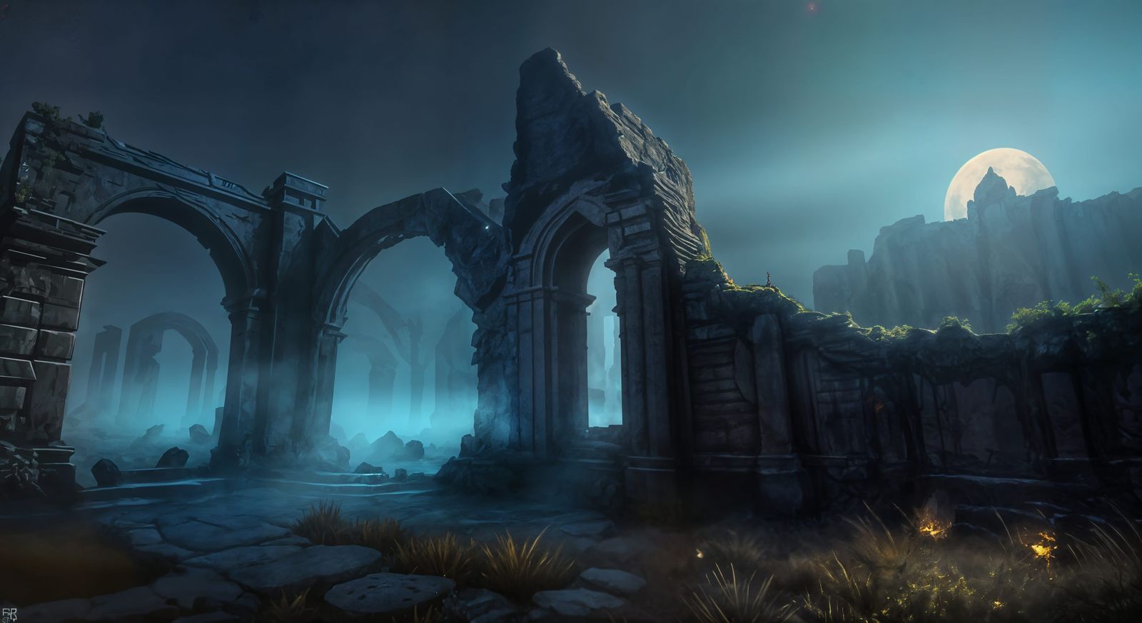 Adventurer in Ancient Ruins, Fantasy Concept Art