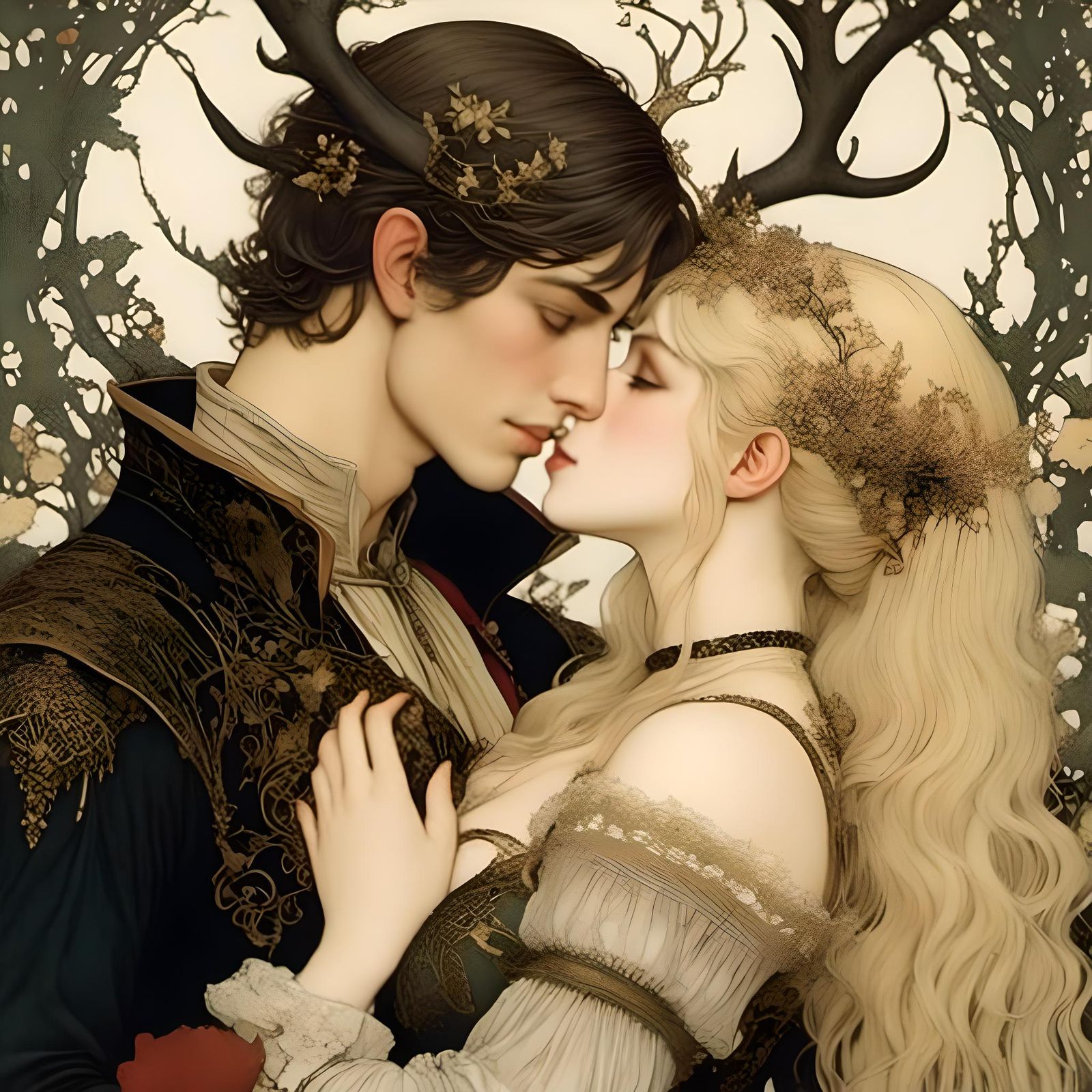 Antlered Lovers: A Corseted Portrait