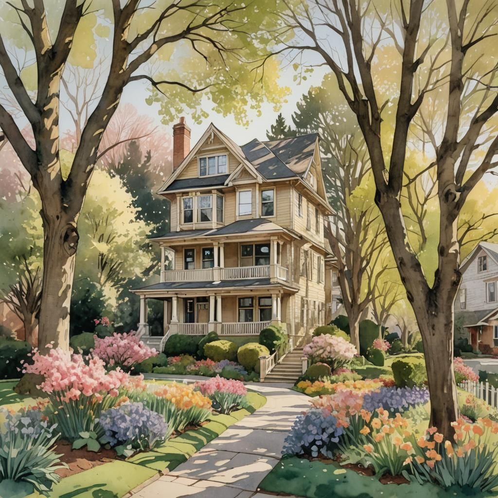 Architectural Pen and Ink of a Family Home