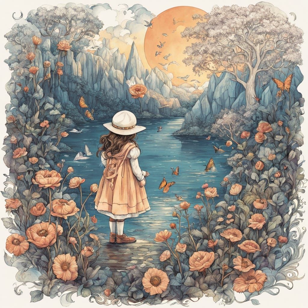 Whimsical Fairytale Scene with Magical Creatures and Enchant...