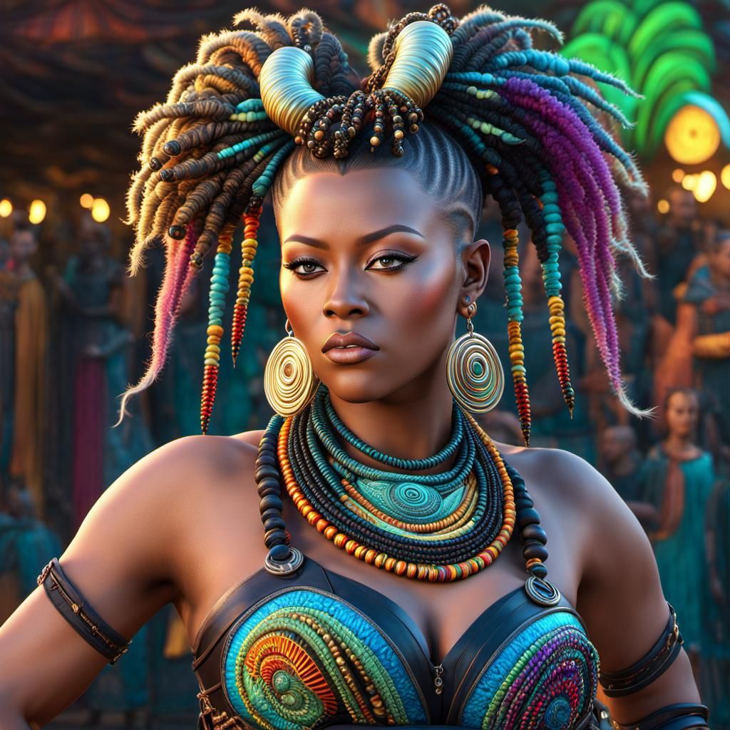 Psychedelic Shaman with Punk Hairstyle in Radium Colors