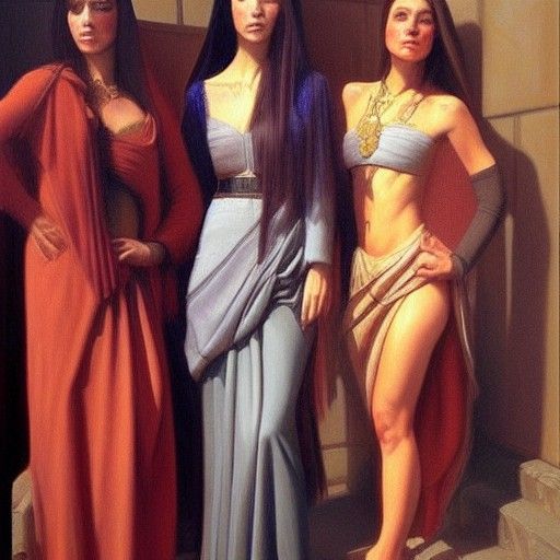 Women's Fashion in 1400s, Oil Painting Style