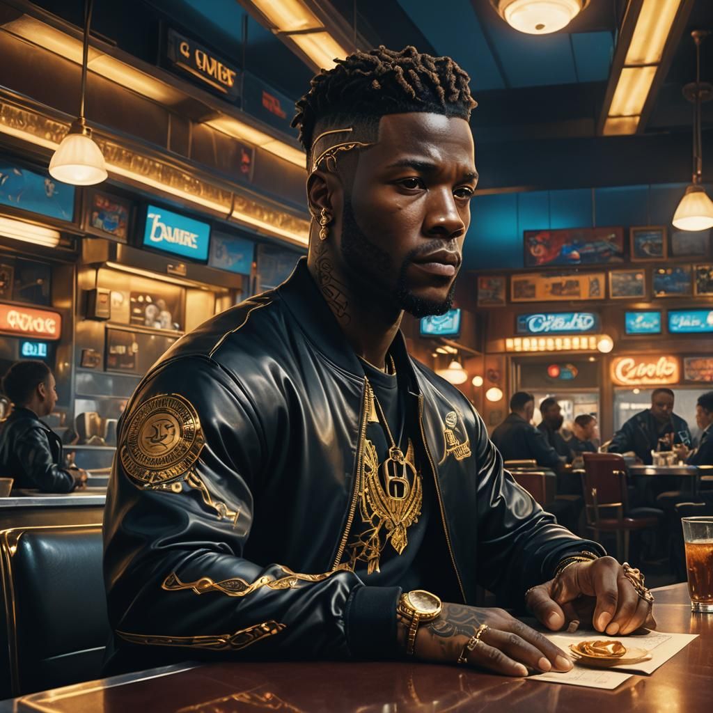 Diner Scene: Hyper-Realistic Cyberpunk Concept Art