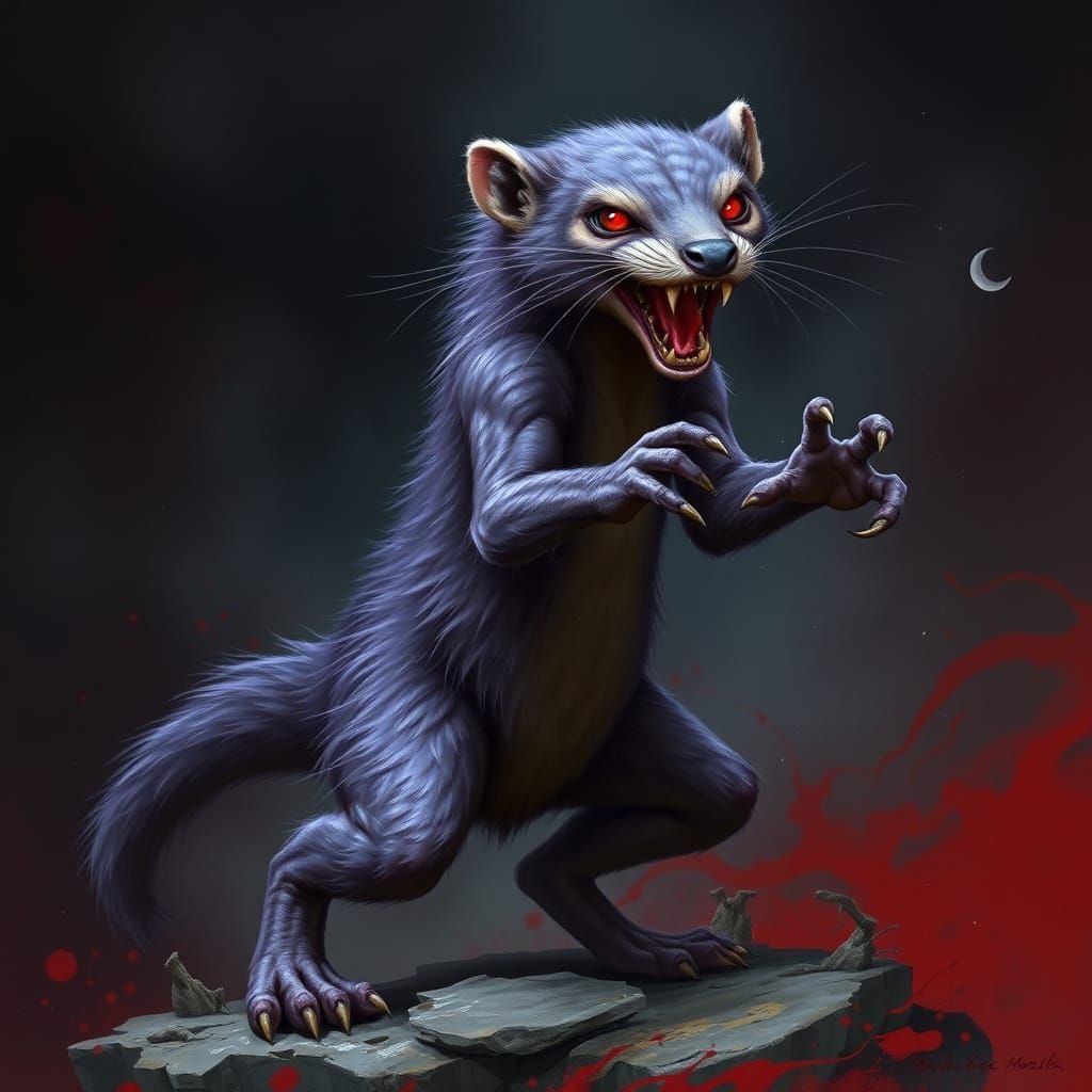 Fierce Wereweasel in Attack Pose