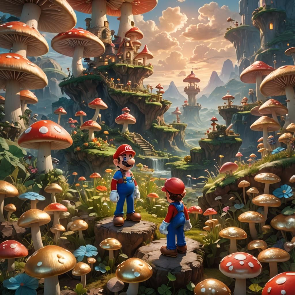 Heroic Mario in Vibrant 3D Anime Style