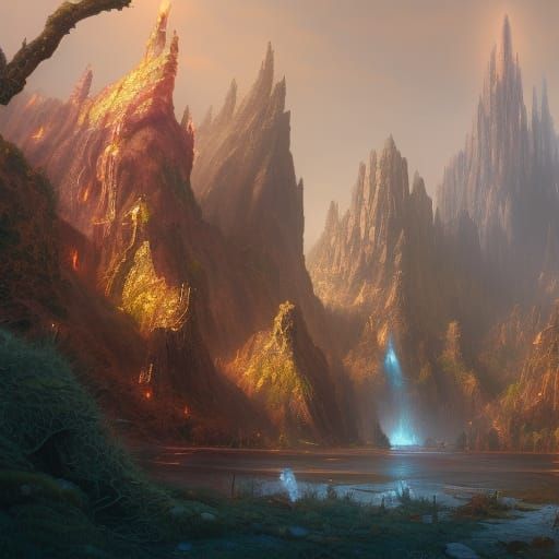 Fantastical Matte Painting of a Man in Deep Color