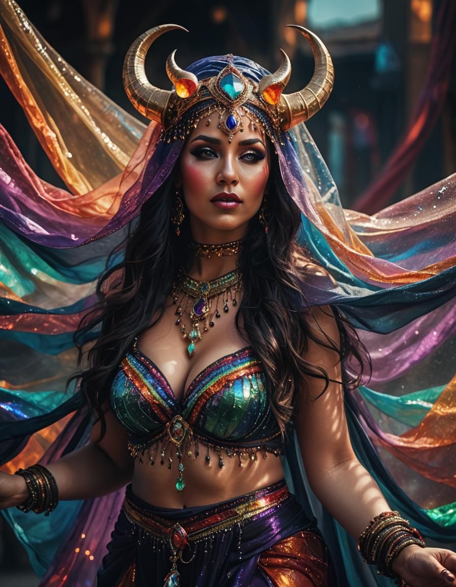 Tiefling Belly Dancer in Dark Fantasy Style
