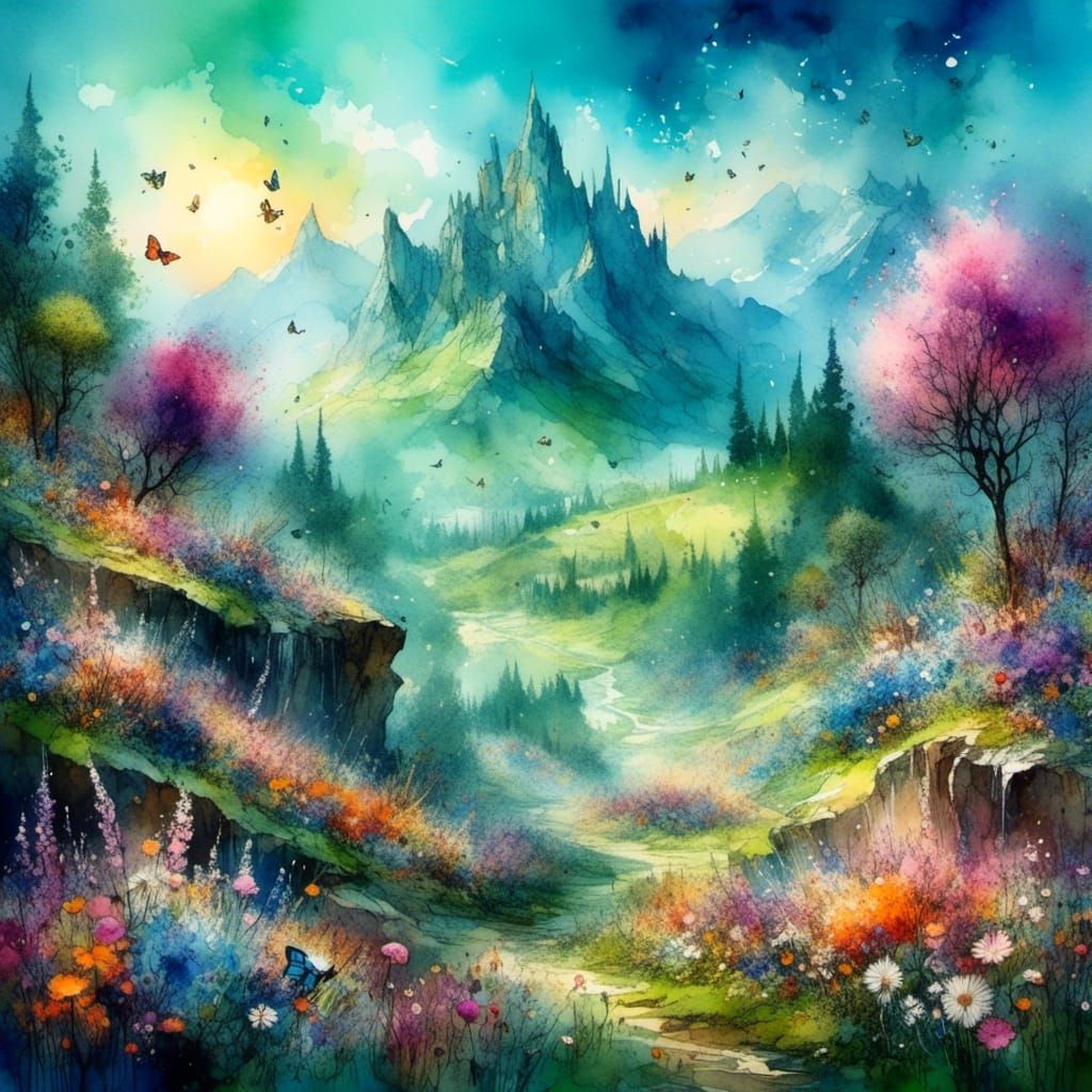 Enchanted Candy Landscape with Ethereal Light