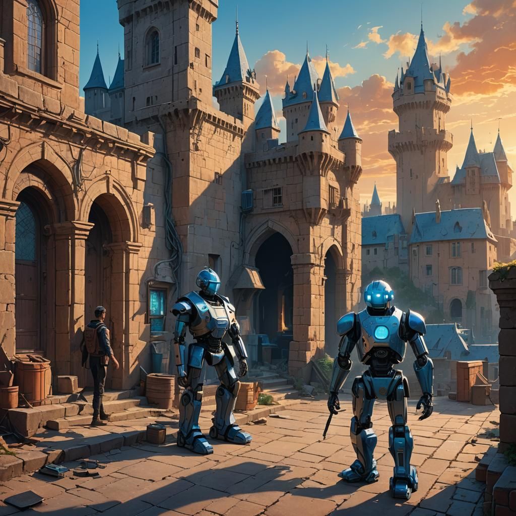 Futuristic Castle Entrance: Dystopian Concept Art