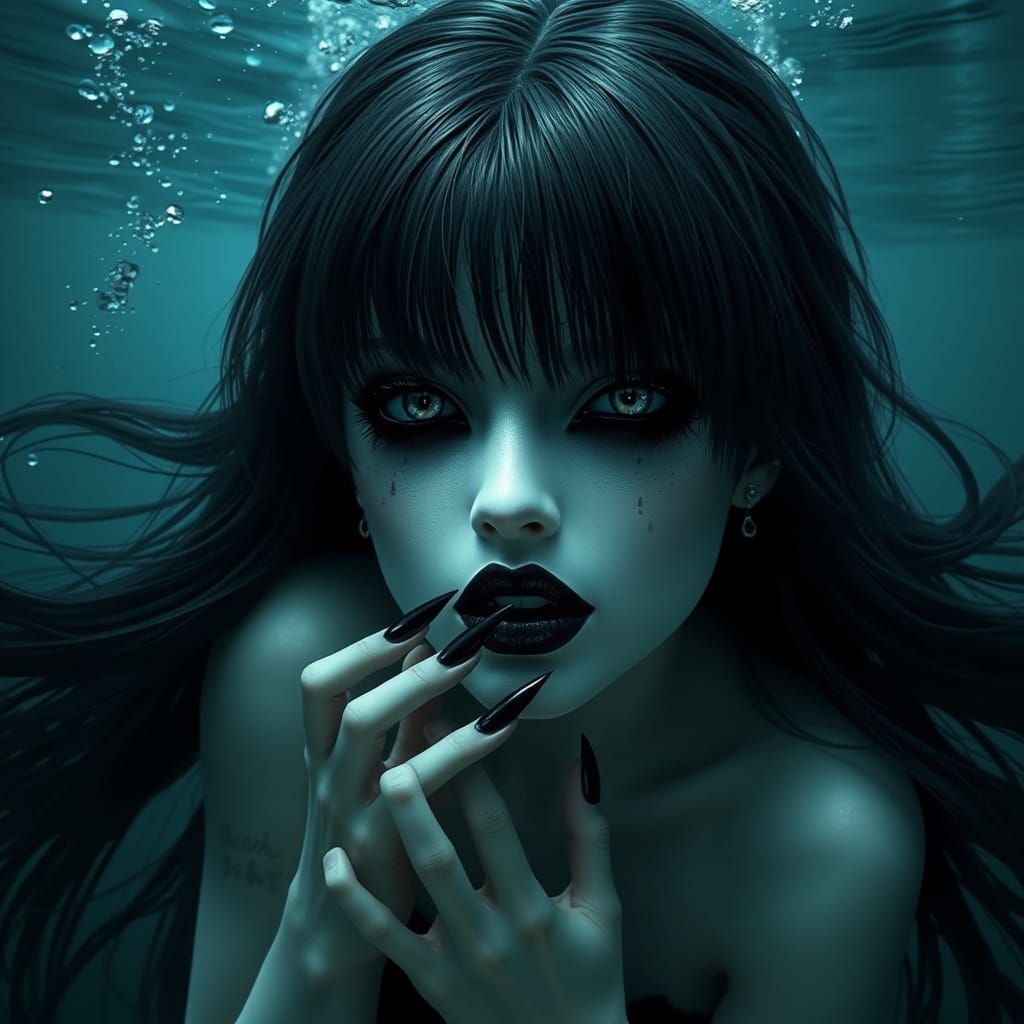 Dark Gothic Mermaid in Ethereal Fantasy Art