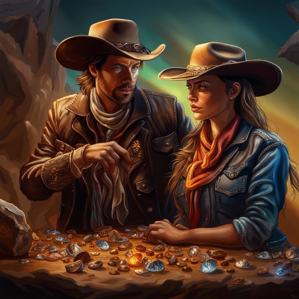 Cowboy and Cowgirl Find Lost Treasure