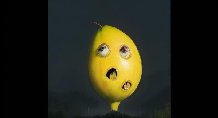 Hyper-Realistic Rotten Mutant Lemon Fruit Monster