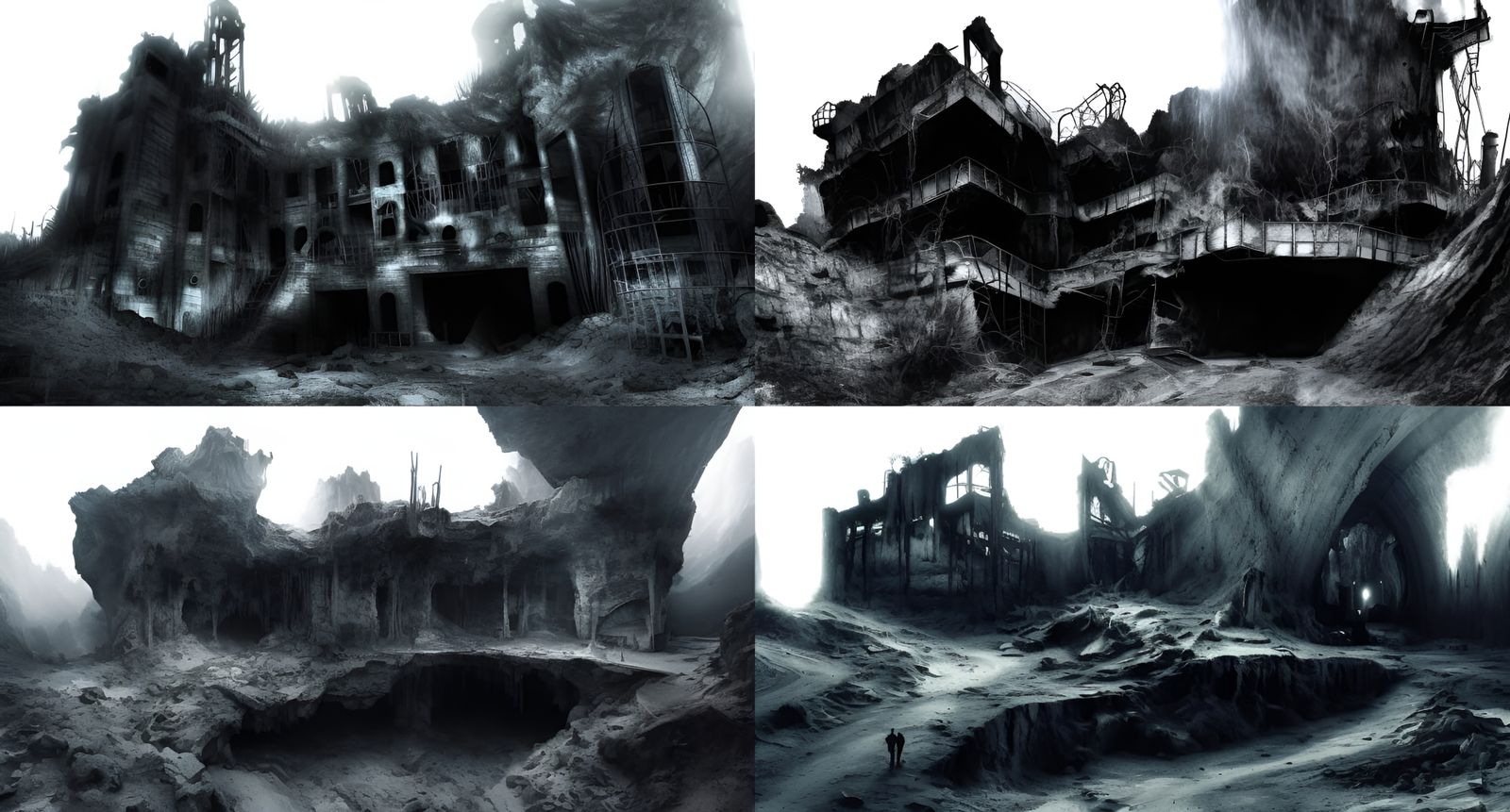 Sinister Abandoned Mine Entrance: Post-Apocalyptic Horror