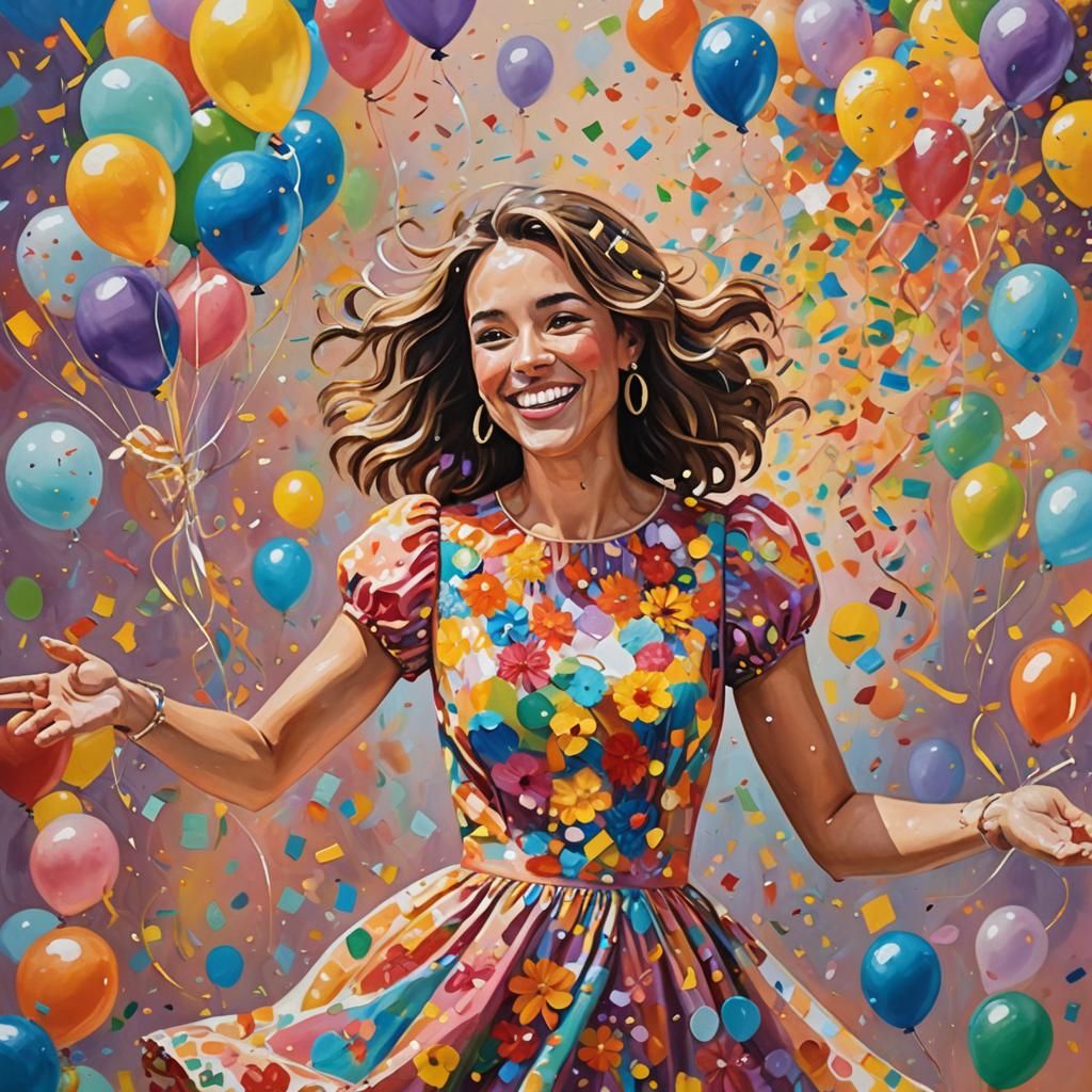 Ms Rachel's Birthday: A Vibrant Oil Painting