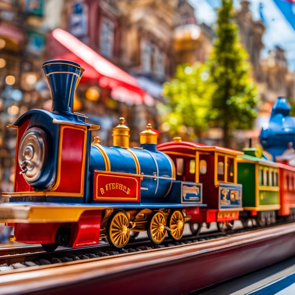 Colorful Miniature Train Set in Splash Art Style