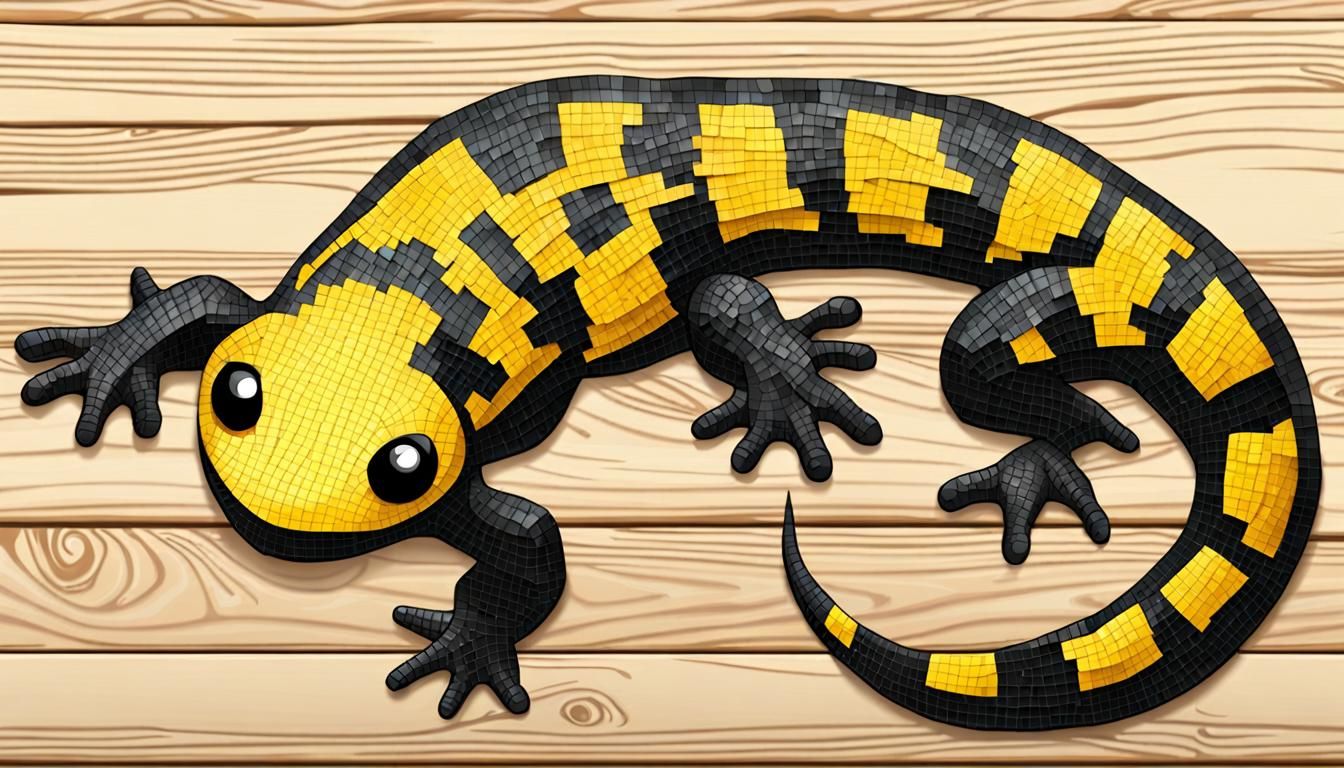 Salamander in Ragged Tissue Paper Mosaic