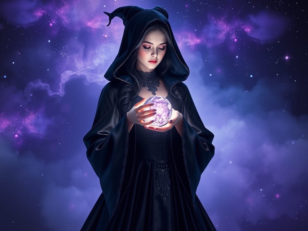 Enchanting Sorceress with Crystal Ball