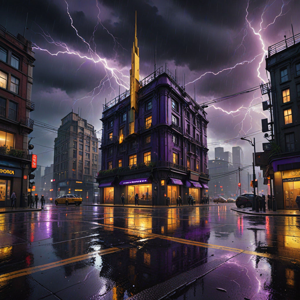 Hyper-Realistic Dark Fantasy Cityscape Beneath a Piercing St...