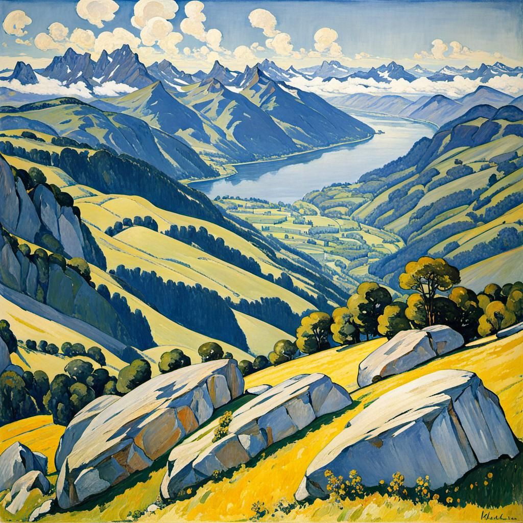 Vaud Alps Landscape with Symbolic Elements
