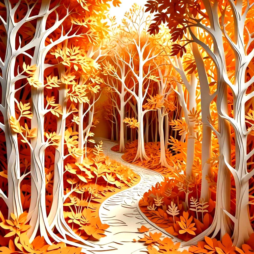 Autumn Forest in 3D Kirigami Art