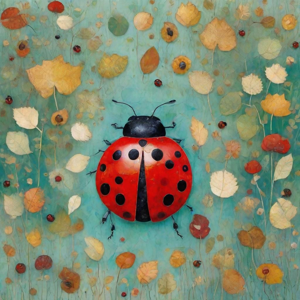 Autumn Ladybugs in Translucent Klimt-Grossmith Illustration