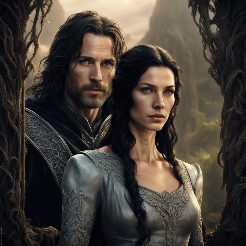 Aragorn and Arwen: A Detailed Fantasy Portrait
