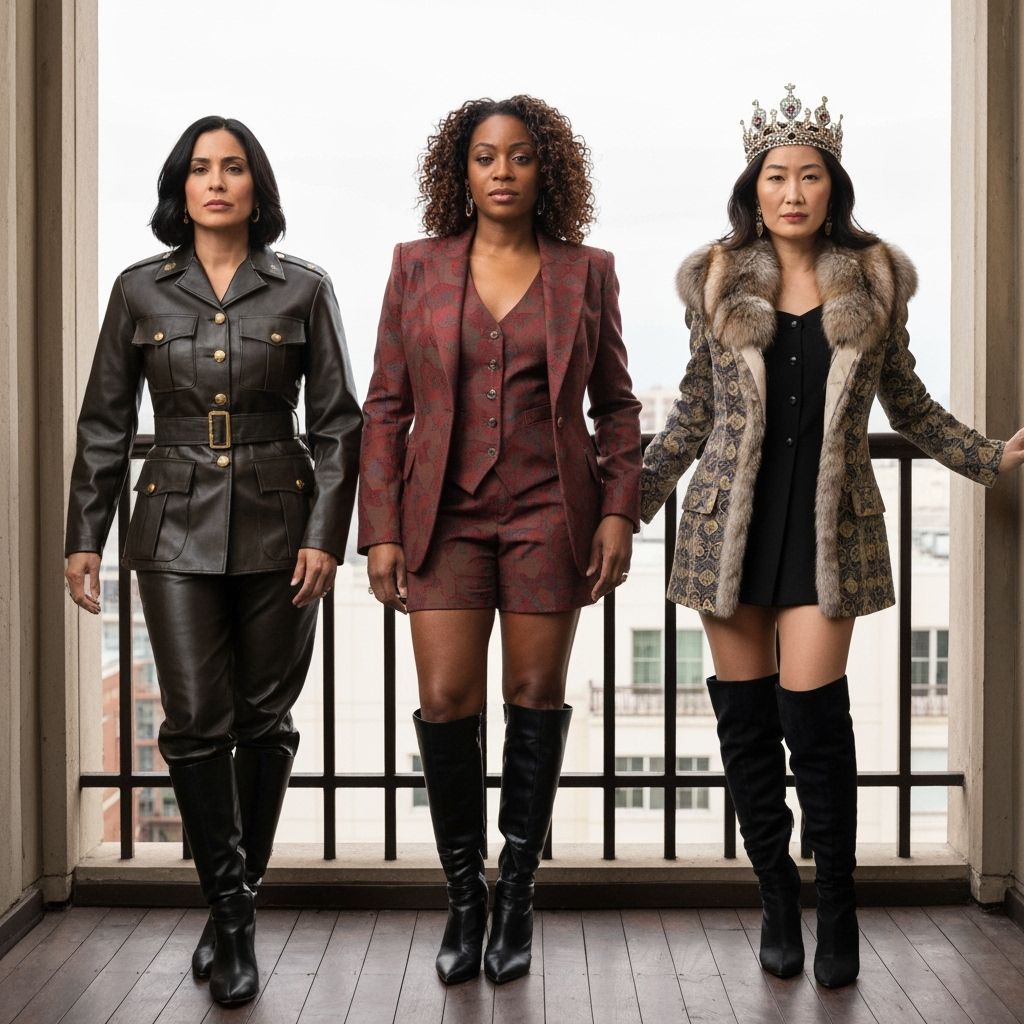 Balcony View: Three Women in Diverse Styles