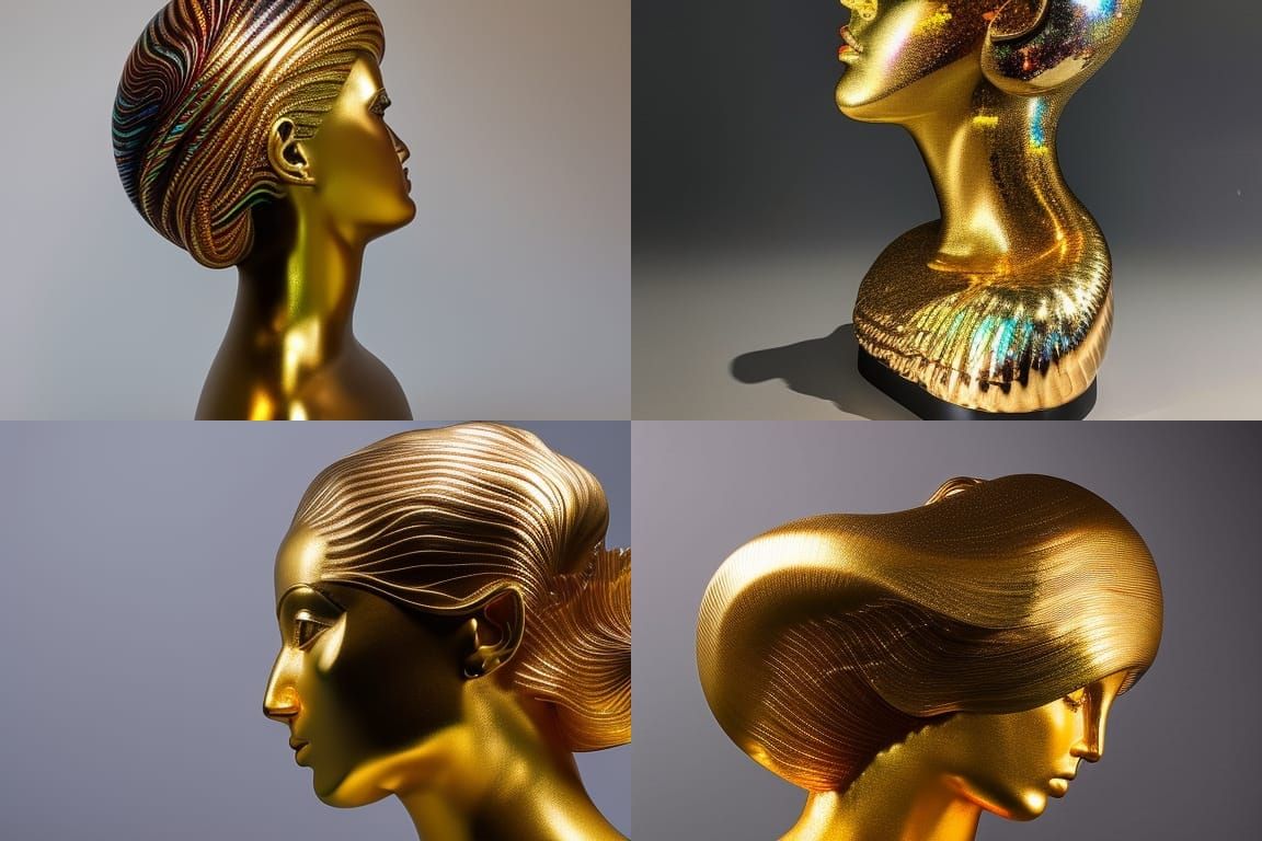 Reflective Glass Female Thinker Statue in 3D