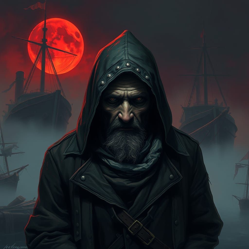 Brooding Sailor by the Docks in Gothic Style