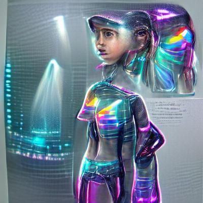 Holographic Girl in Futuristic Digital Art