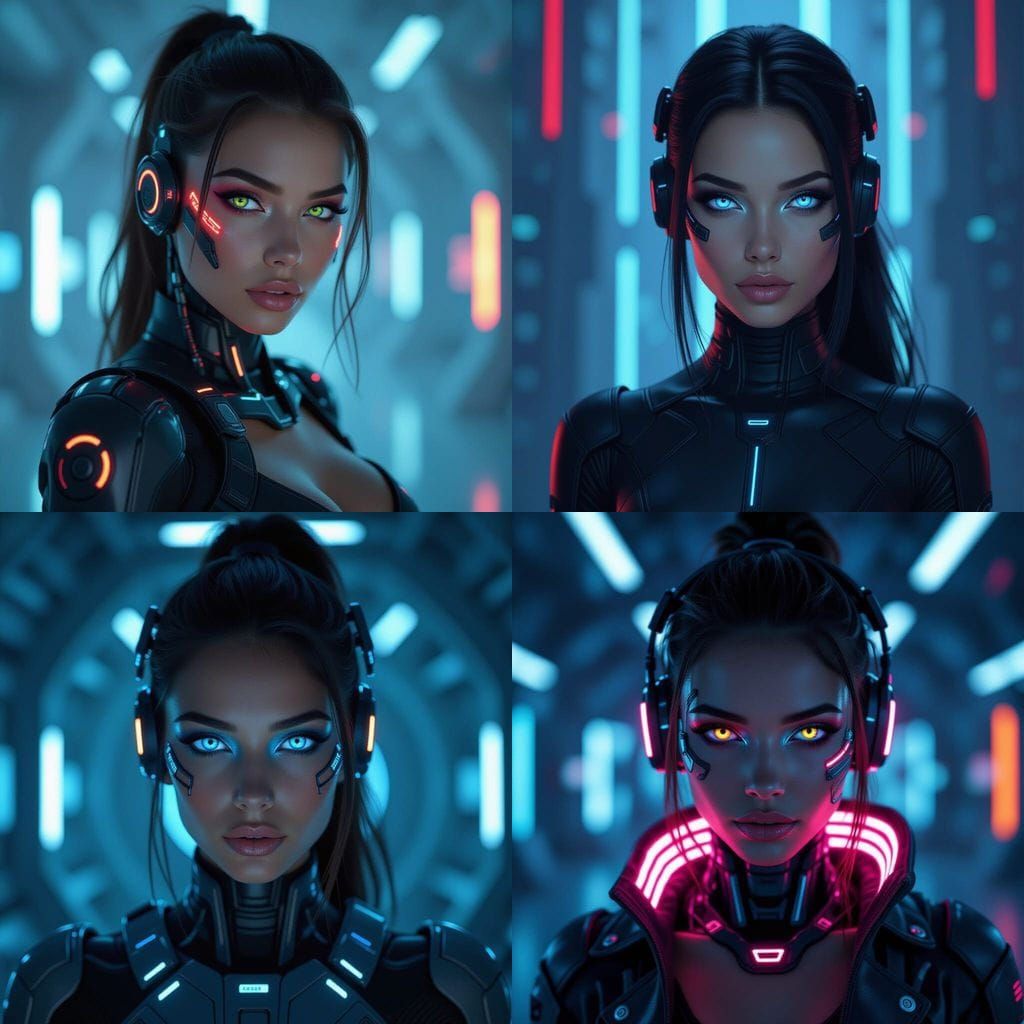 Cybernetic Woman: Futuristic Portrait in Digital Art