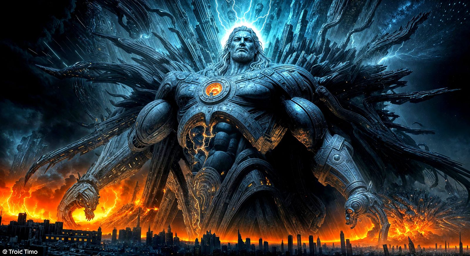 Zeus in Atomic Apocalypse: A Luis Royo-Inspired Vision