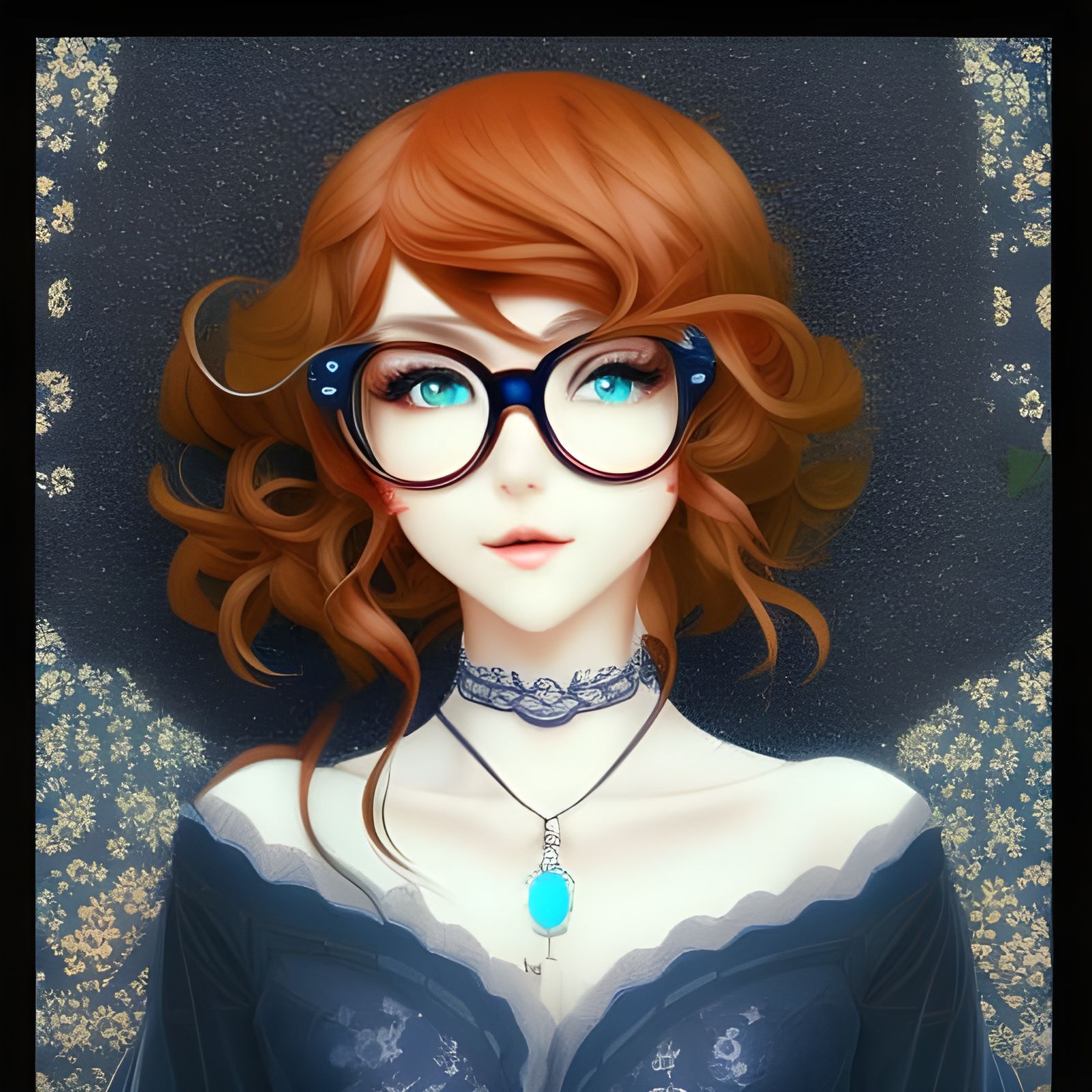 Red-Haired Anime Girl Portrait in Digital Art Style