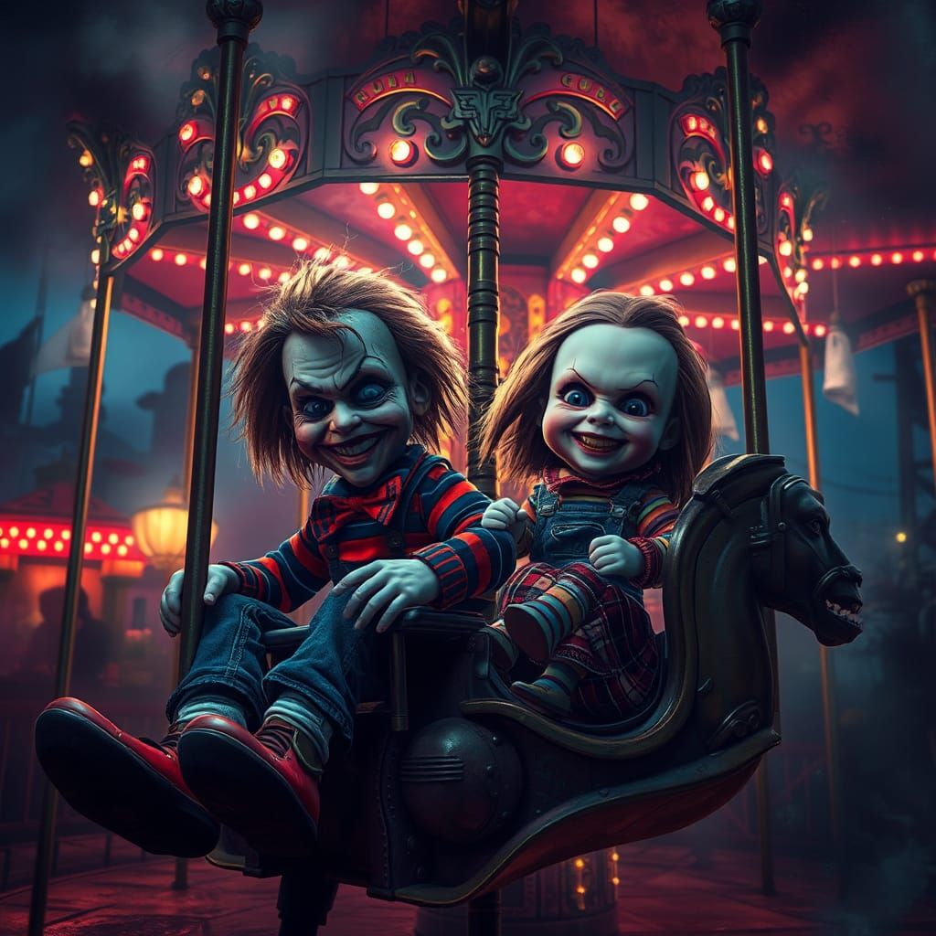 Billy and Chucky Ride a Haunted Carousel