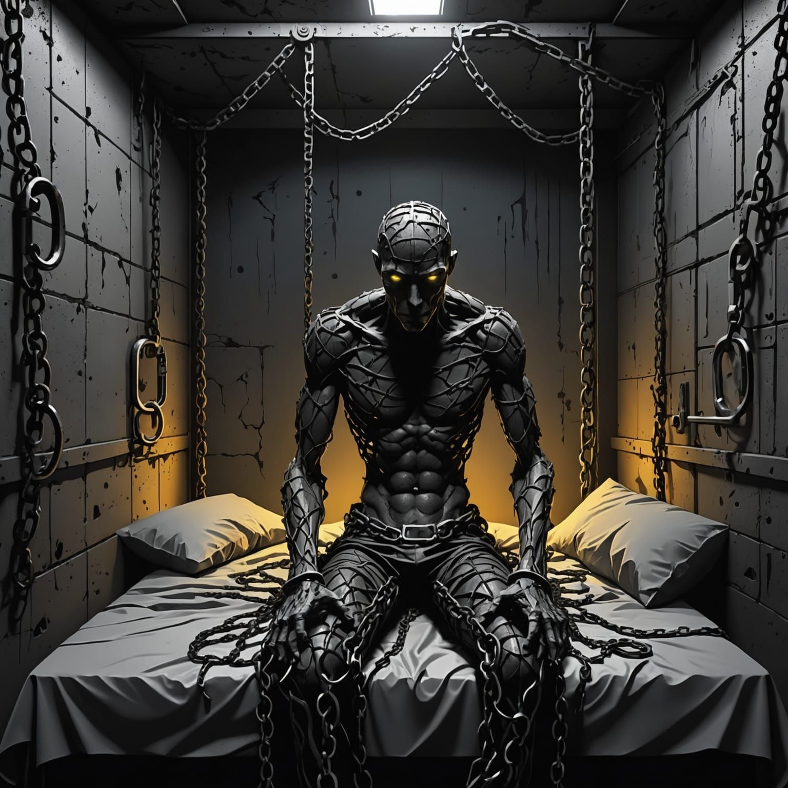 Concrete Giant in Dark Prison Cell