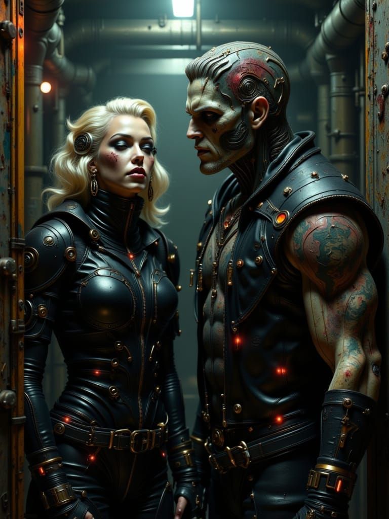 Cyberpunk Marilyn and Frankenstein Portrait
