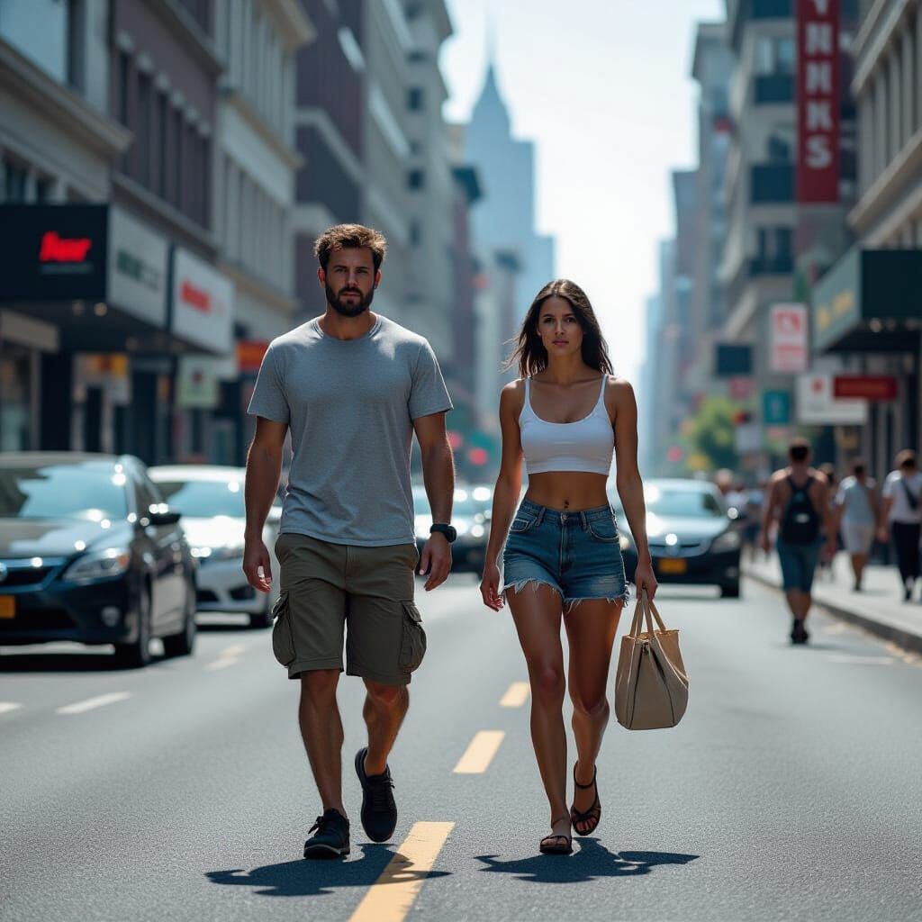 Scorching City Street on a Summer Day