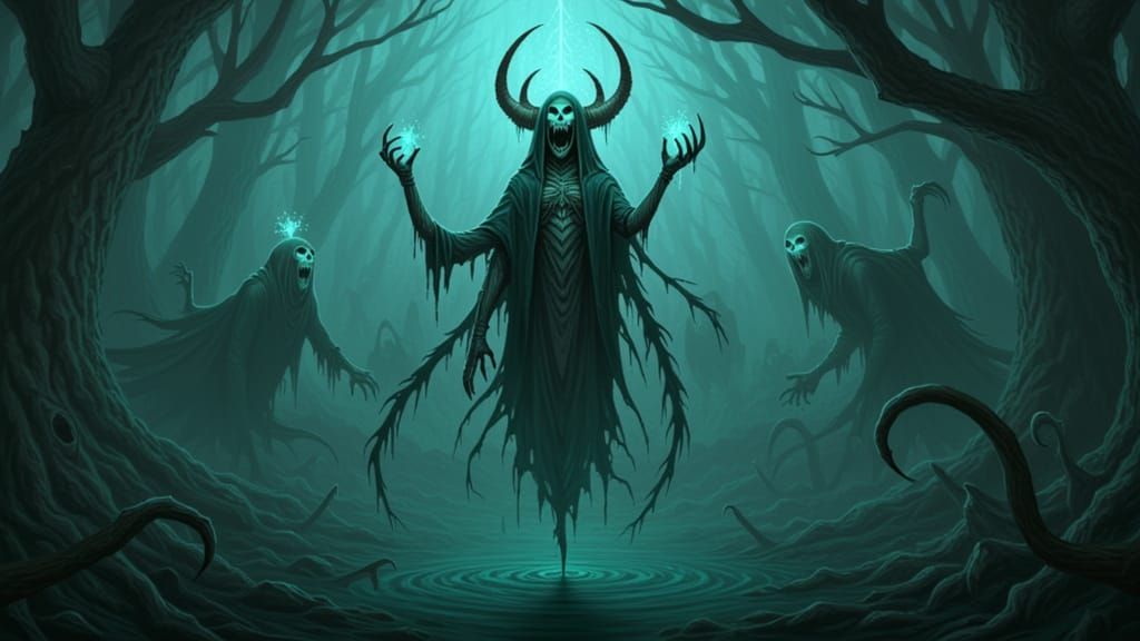 Glowing Creature in Ocean Abyss: Gothic Art