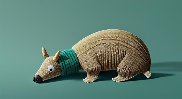 Sisal Rope Anteater Sculpture on Teal Background