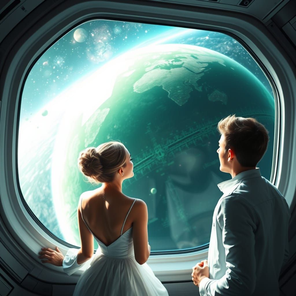 Cosmic Couple Gaze at Vibrant Andromeda Planet
