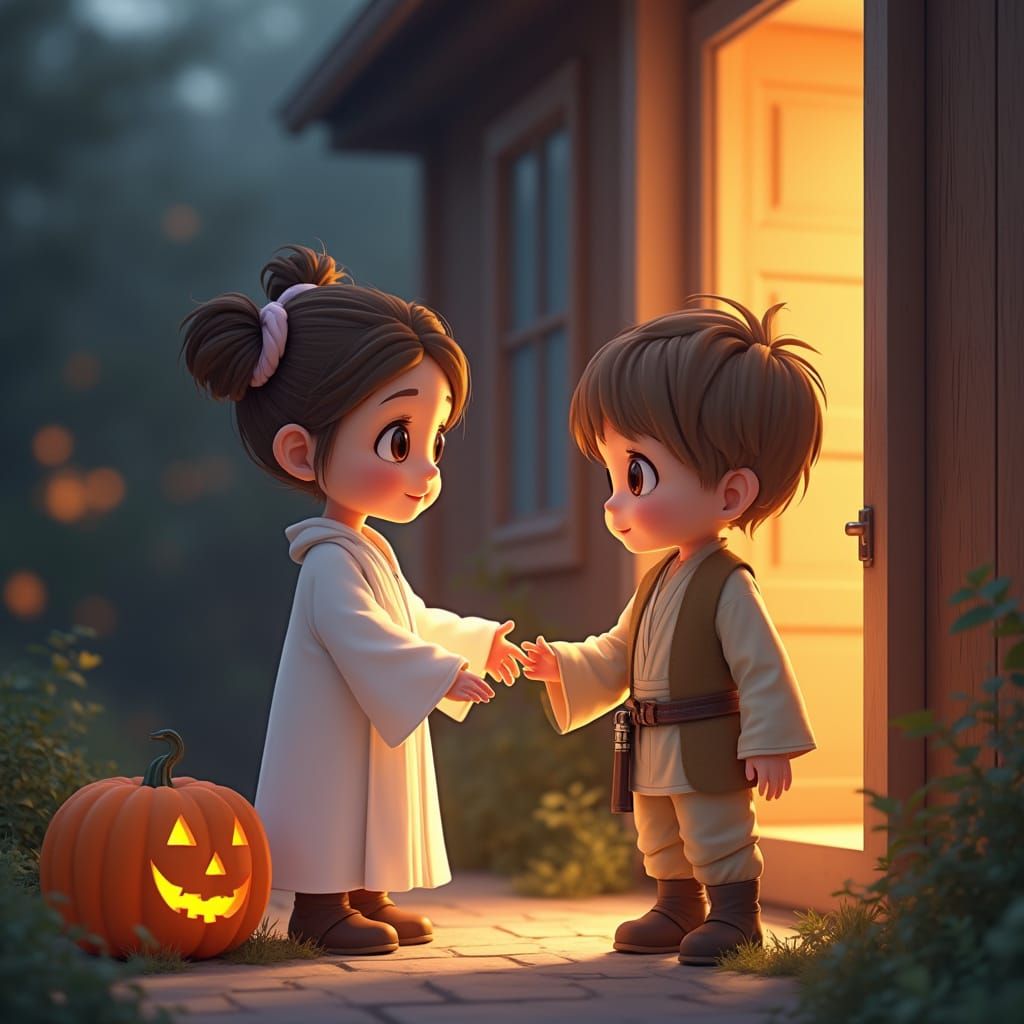 Star Wars Halloween: Leia & Luke Trick-or-Treating