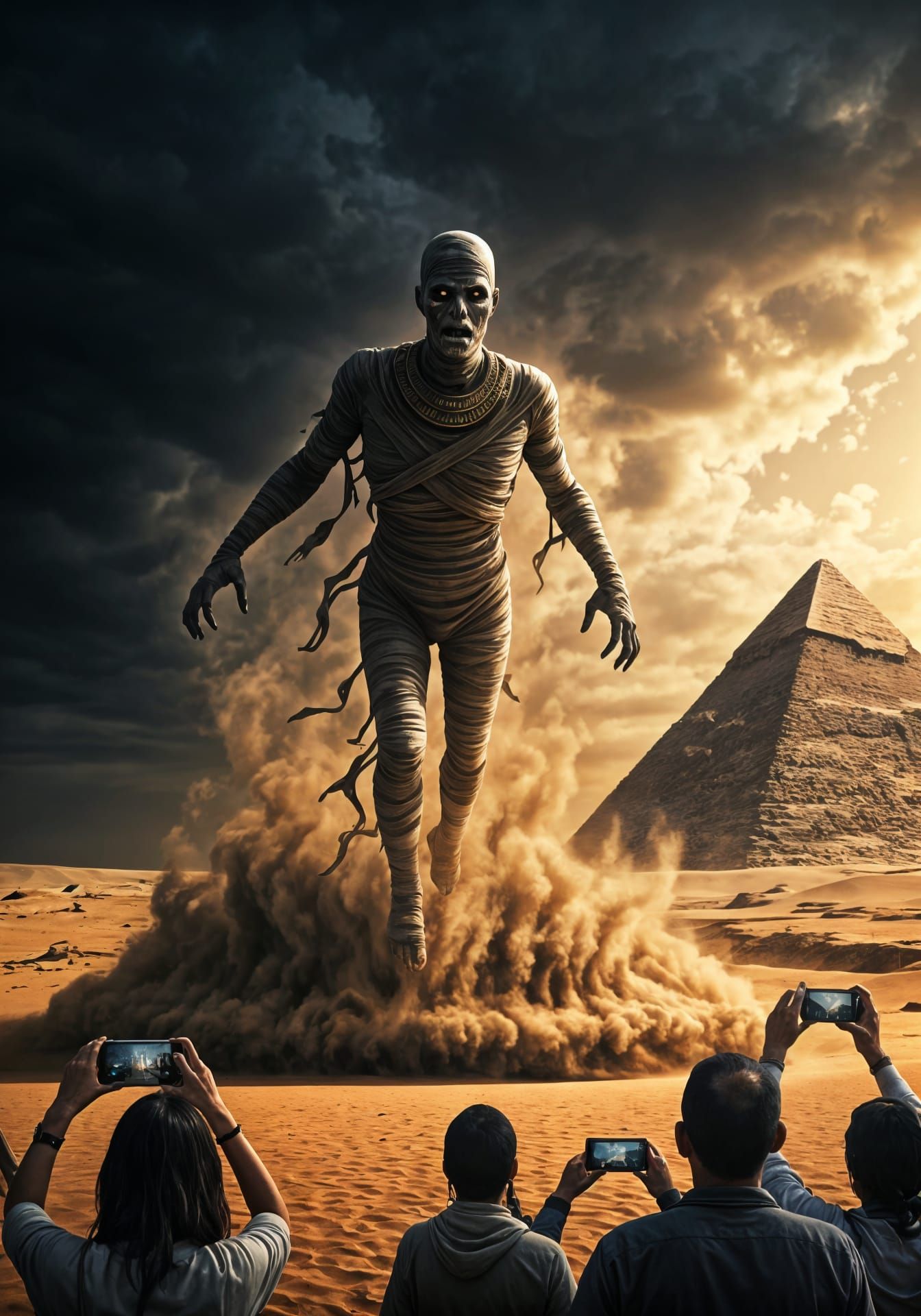 Mummy's Desert Flight: A Modern Blockbuster Scene